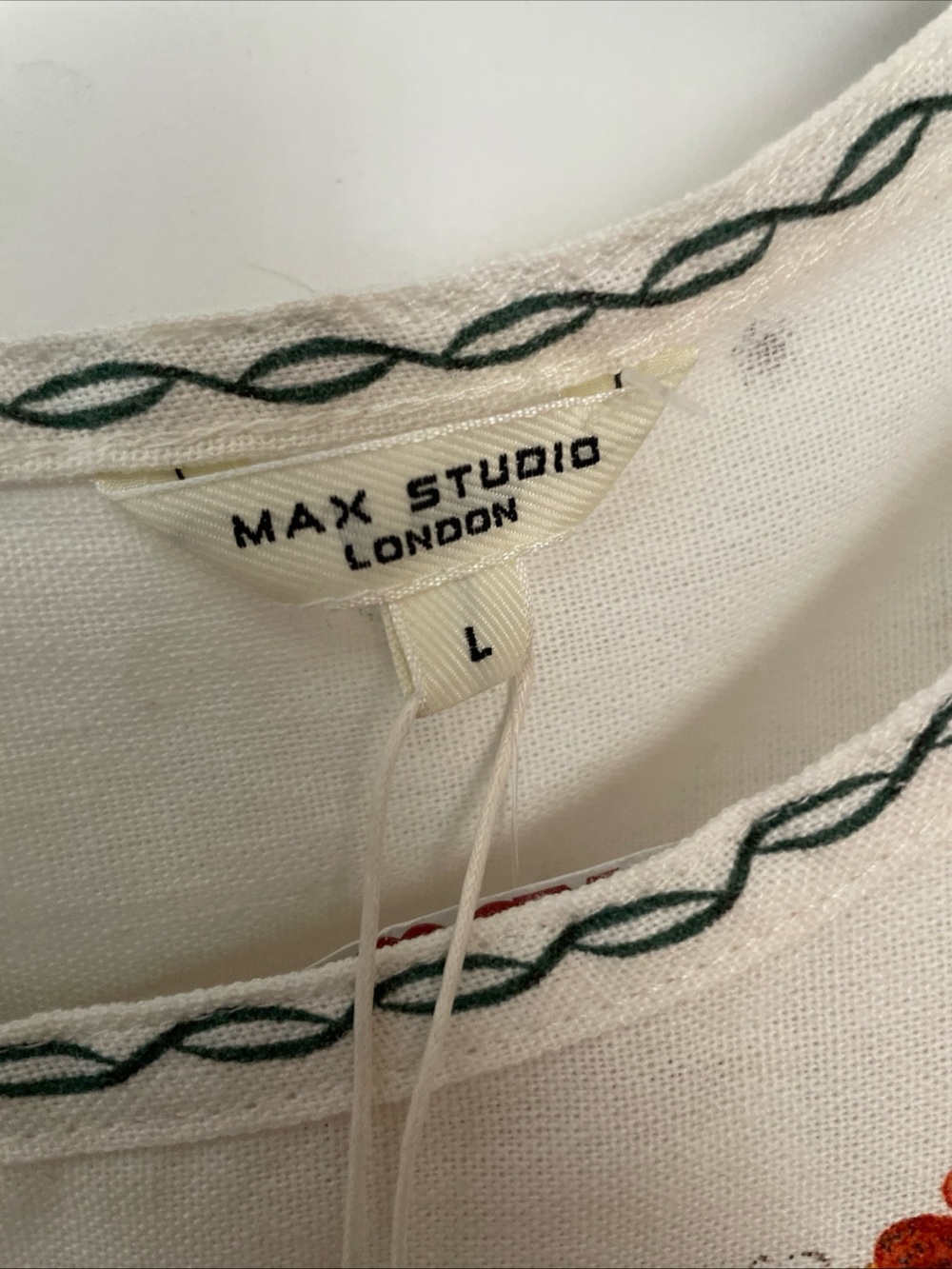 NWT $168 Max Studio London Linen Blend Ivory Floral Pockets A-Line Dress Large - Picture 4 of 11